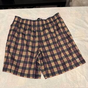Warrior Men's Lacrosse Plaid Athletic Shorts - Black and Yellow 4 pockets